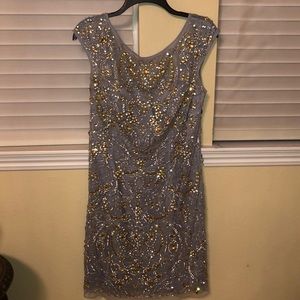 Sherri hill fully beaded grey dress